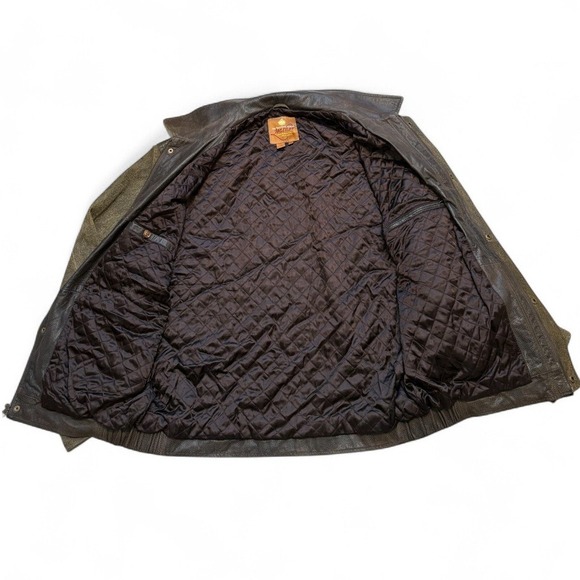 The Territory Ahead Leather  Bomber Jacket Men's XL Brown‎ Green - Picture 7 of 9